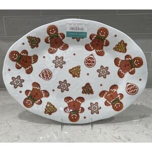 GINGERBREAD COOKIES Melamine 18” SERVING TRAY Platter JINGLE & JOY Christmas NEW
